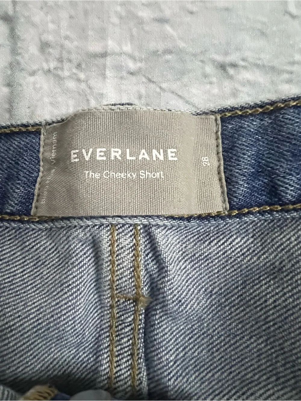 Everlane Cheeky Short High Rise Raw Hem Light Wash